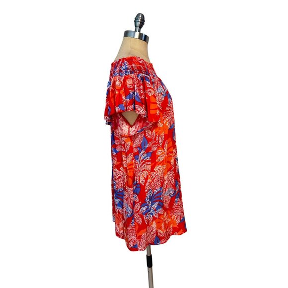 Red Carter Red Floral Swim Cover Up Dress Tunic Size 4 - Picture 3 of 7